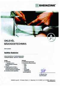 Certifikát Rheinzink